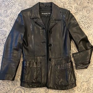 Kenneth Cole Black Leather Blazer Jacket